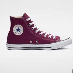 Maroon high-top Converse